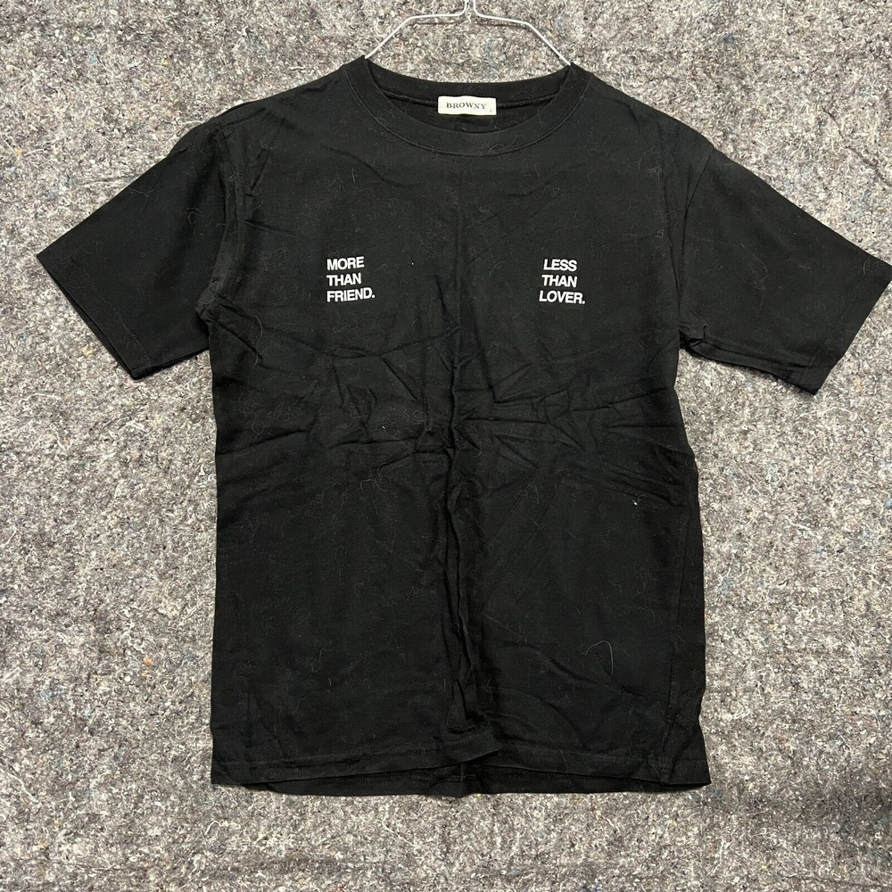 BROWNY Black Graphic T-Shirt More Than Friend Less‎ Than Lover Women Size M